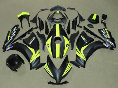 Carenados Moto Honda CBR1000RR 2012-2016 - Negro Mate Amarillo Raya