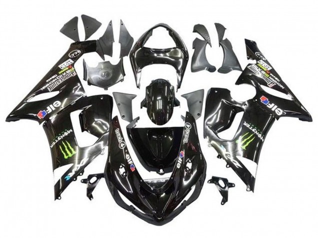 Carenados Moto Kawasaki ZX6R 2005-2006 - Negro Brillante Amarillo Monstruo