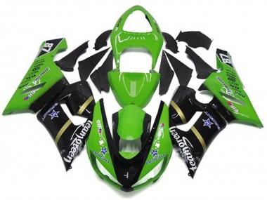 Carenados Moto Kawasaki ZX6R 2005-2006 - Verde Negro Brillante Azul Estrella Team Verde