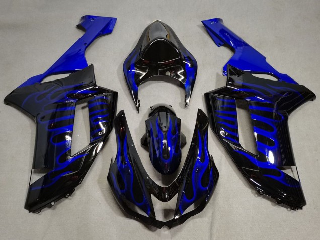 Carenados Moto Kawasaki ZX6R 2007-2008 - Negro Azul Llama