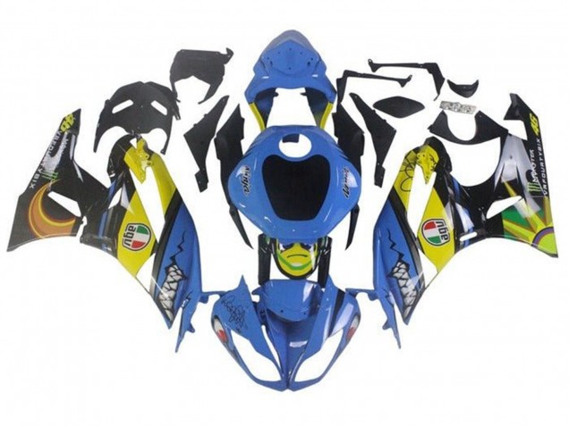 Carenados Moto Kawasaki ZX6R 2009-2012 - Azul Amarillo Tiburón