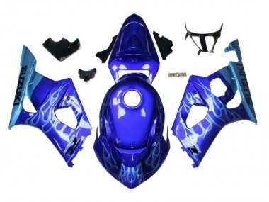Carenados Moto Suzuki GSXR 1000 2003-2004 - Azul Azul Claro Blanco Llama