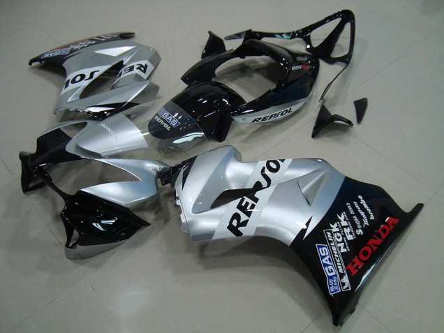 Carenado Moto Honda VFR 800 2002-2013 - Plata Negro Brillante Repsol