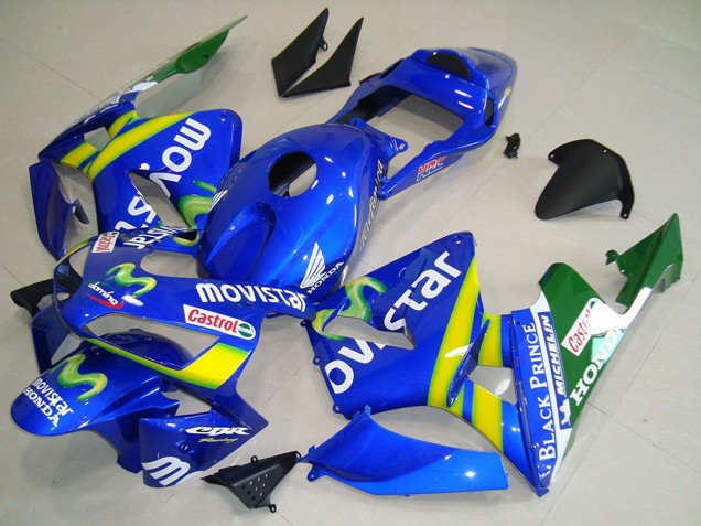 Carenado Moto Honda CBR600RR 2003-2004 - Azul Amarillo Verde MoviStar