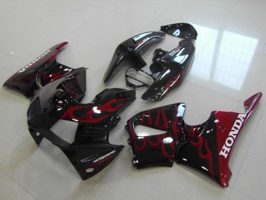 Carenados Moto Honda CBR900RR 919 1998-1999 - Negro Brillante Rojo Llama