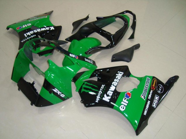 Carenados Moto Kawasaki ZX6R 2000-2002 - Verde Negro Brillante Monstruo