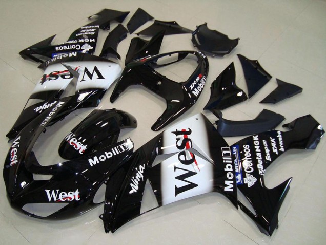 Carenado Moto Kawasaki ZX10R 2006-2007 - Negro Brillante Blanco West