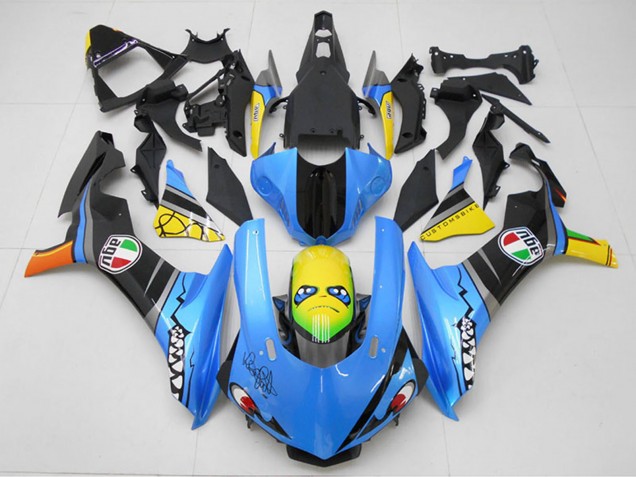 Kits Carenado Moto Yamaha YZF R1 2015-2019 - Azul Amarillo Tiburón