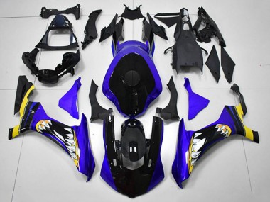Carenados Moto Yamaha YZF R1 2015-2019 - Azul Amarillo Negro Brillante Tiburón