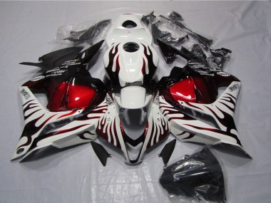 Carenados Moto Honda CBR600RR 2009-2012 - Blanco Rojo Negro Brillante Llama