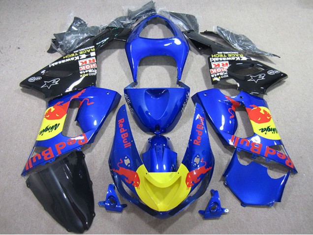 Carenados Moto Kawasaki ZX6R 2005-2006 - Azul Amarillo Negro Rojo Bull