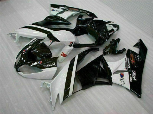 Negro Blanco 3M Touch4 Inyección Kits Carenado Kawasaki ZX6R 09-12