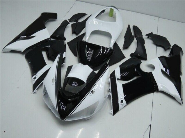 Negro Blanco Carenado & Plástico Kawasaki ZX6R 05-06
