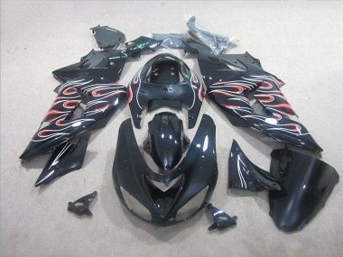 Negro Blanco Rojo Llama Carenado Kawasaki ZX10R 06-07