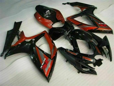 Negro Rojo Kits Completo Carenado Suzuki GSXR 600 / 750 K6 06-07
