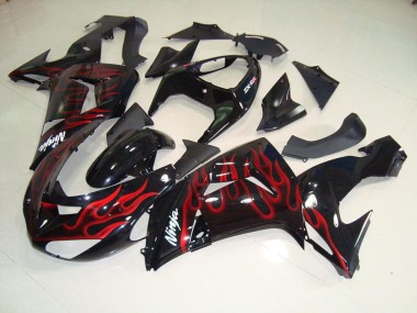 Negro Rojo Llama Carenado & Plástico Kawasaki ZX10R 06-07