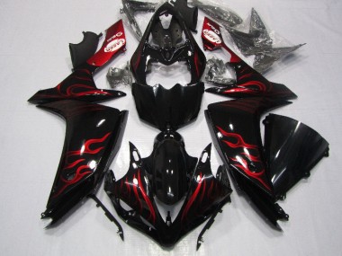 Negro Rojo Llama Carenado Yamaha R1 07-08