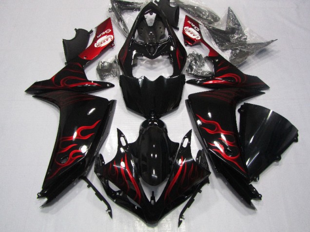 Negro Rojo Llama Carenado Yamaha R1 07-08