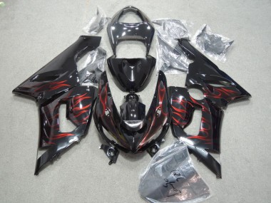 Negro Rojo Llama Kits Carenado Kawasaki ZX6R 05-06