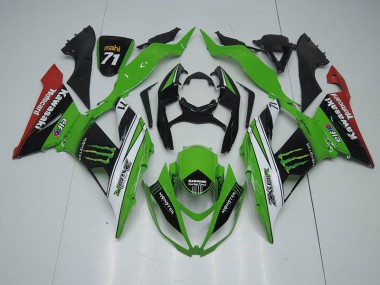 Negro Verde Blanco Monster Carenado Kawasaki ZX6R 13-18