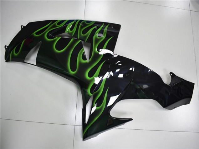 Negro Verde Llama Carenado Kawasaki ZX10R 06-07