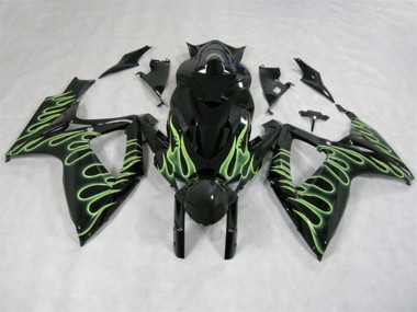 Negro Verde Llama Carenado Suzuki GSXR 600 K6 06-07