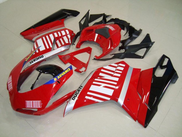 Rojo Blanco Carenado & Plástico Ducati 848 1098 1198 07-14