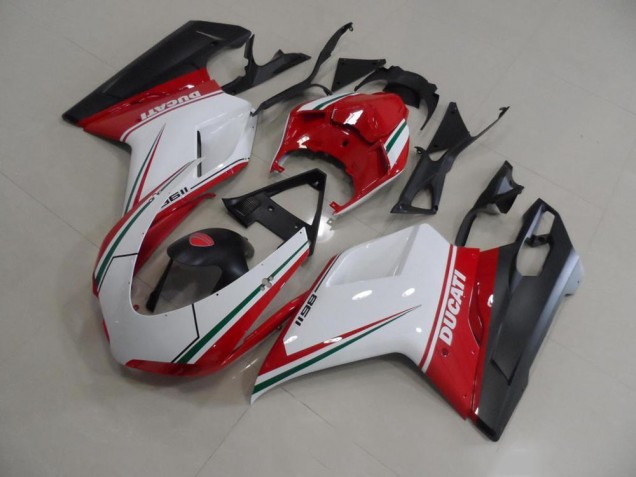 Rojo Blanco Kit Carenado Inyección Ducati 848 1098 1198 07-14